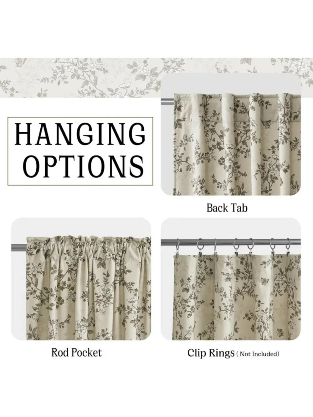 Vintage Floral Velvet Curtains - Soft Cream Drapes for Bedroom & Living Room, 2